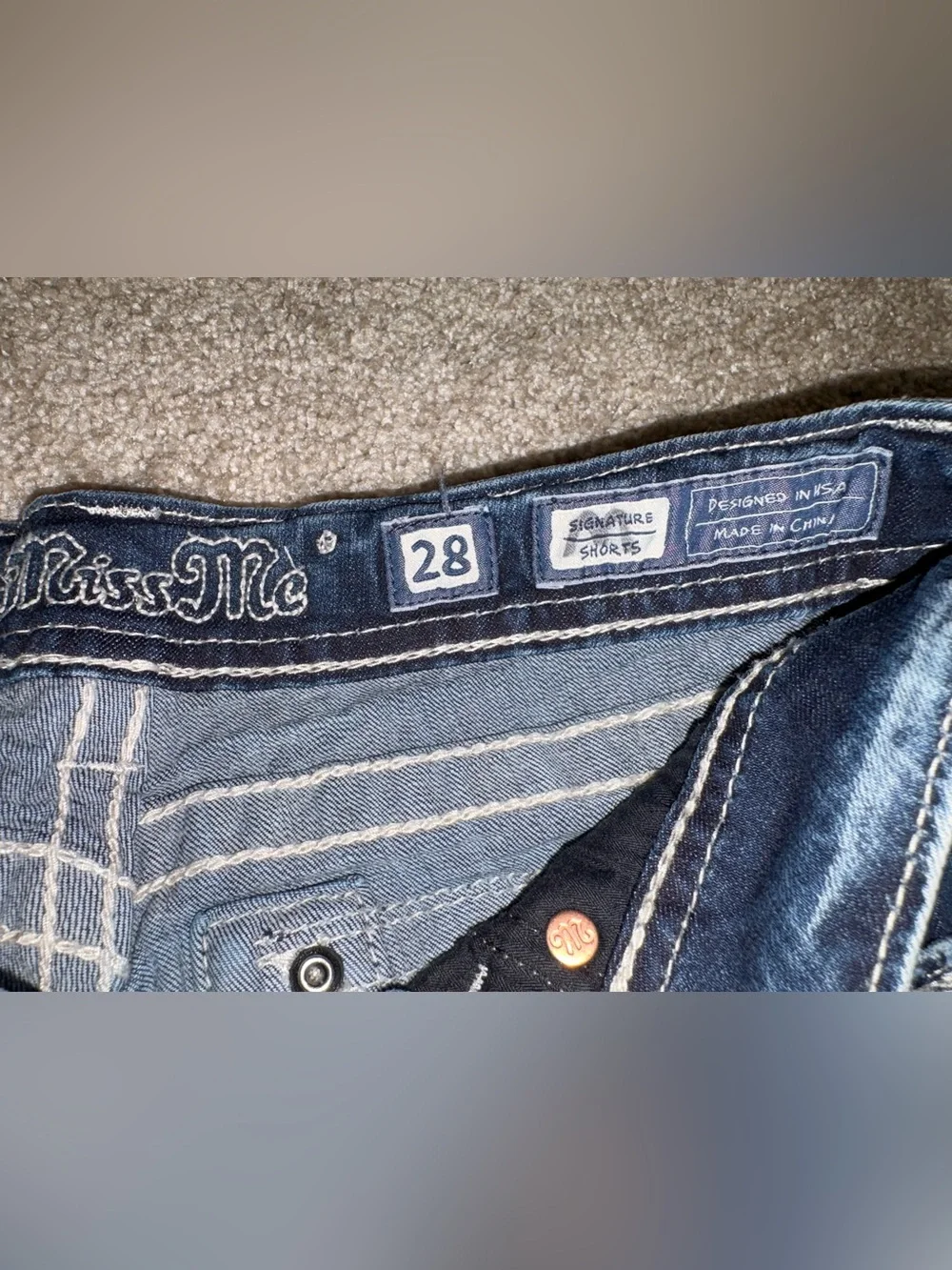 MissMe Dark Blue Faded Women’s Denim Shorts
